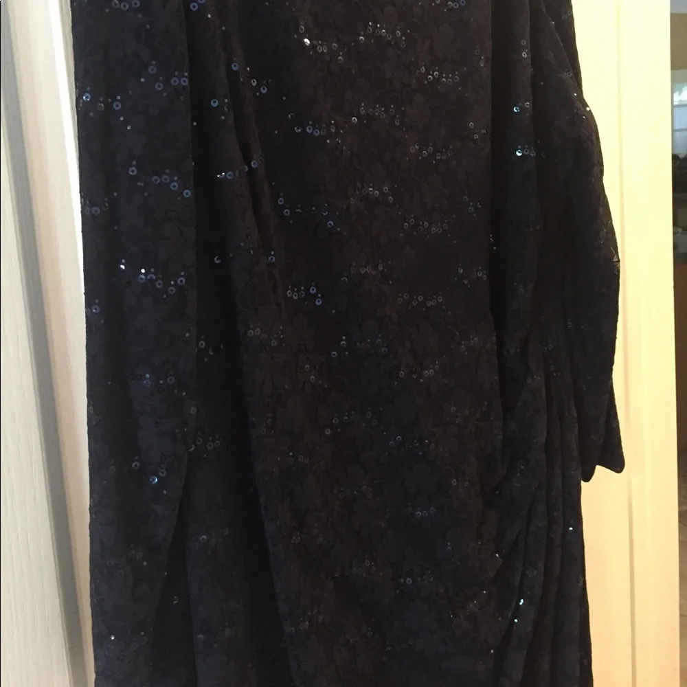 Chaps Navy Gathered Lace & Sequin Sheath Dress 22W - Picture 7 of 8